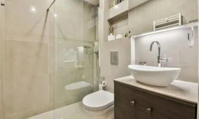 Lavatory with toilet and sink